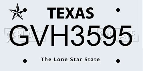 GVH3595 Texas License Plate