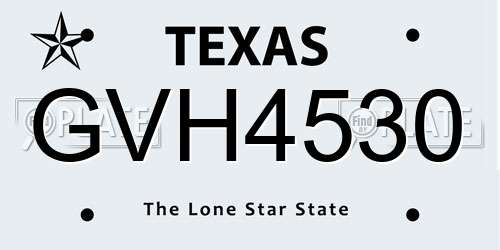 GVH4530 Texas License Plate