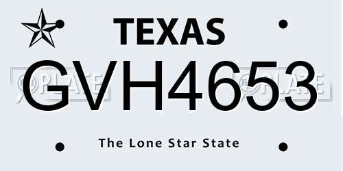 GVH4653 Texas License Plate