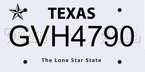 GVH4790 Texas License Plate
