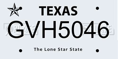 GVH5046 Texas License Plate