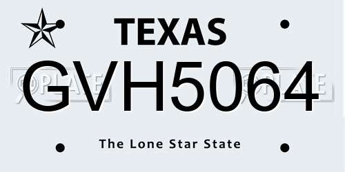 GVH5064 Texas License Plate