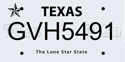 GVH5491 Texas License Plate