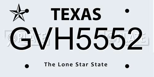 GVH5552 Texas License Plate