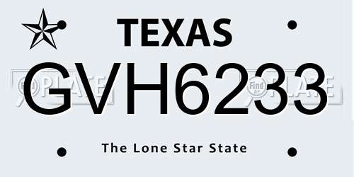GVH6233 Texas License Plate