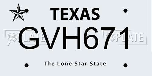 GVH671 Texas License Plate