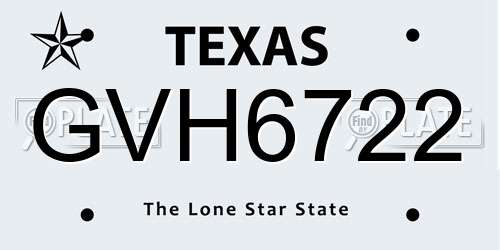 GVH6722 Texas License Plate