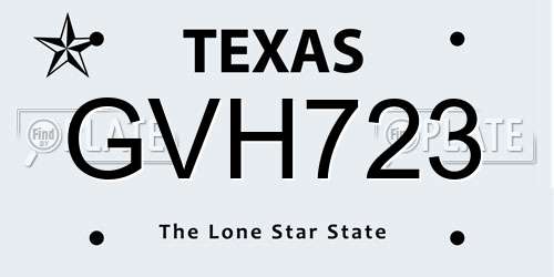 GVH723 Texas License Plate