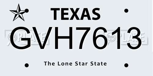 GVH7613 Texas License Plate