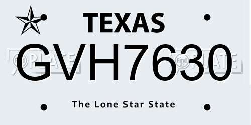 GVH7630 Texas License Plate
