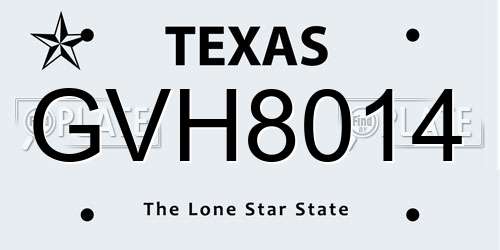GVH8014 Texas License Plate