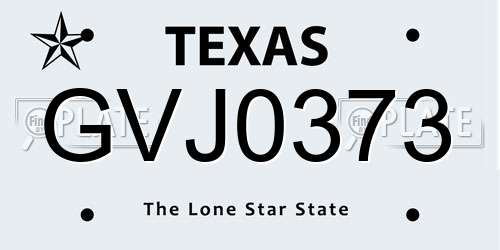GVJ0373 Texas License Plate