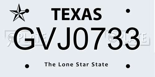 GVJ0733 Texas License Plate