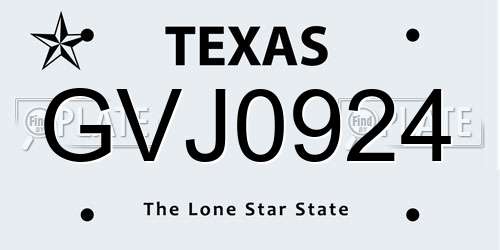 GVJ0924 Texas License Plate