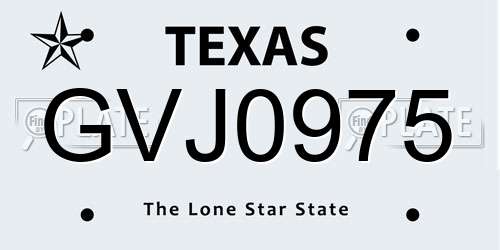 GVJ0975 Texas License Plate