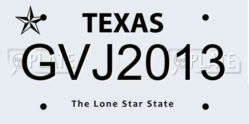GVJ2013 Texas License Plate