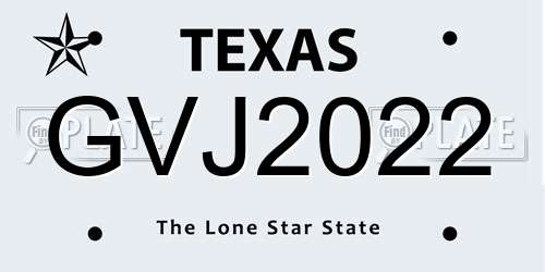 GVJ2022 Texas License Plate