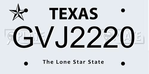 GVJ2220 Texas License Plate