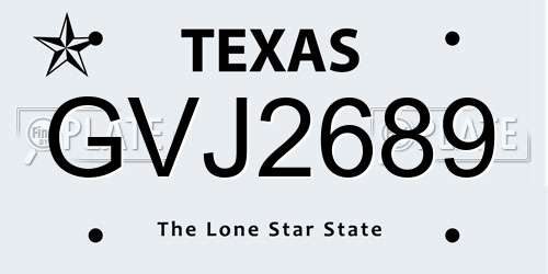 GVJ2689 Texas License Plate