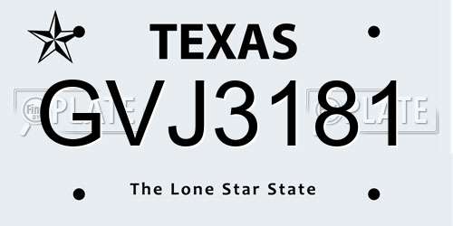 GVJ3181 Texas License Plate