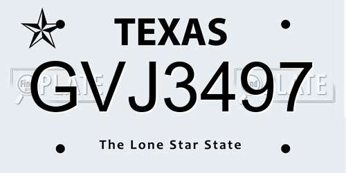 GVJ3497 Texas License Plate