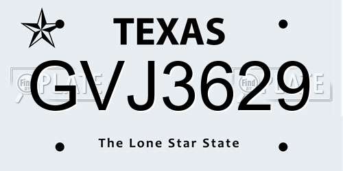 GVJ3629 Texas License Plate