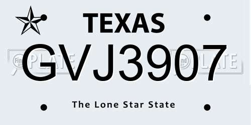 GVJ3907 Texas License Plate