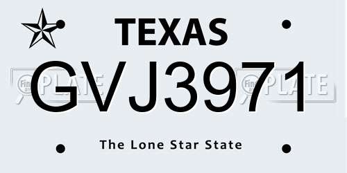 GVJ3971 Texas License Plate