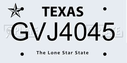 GVJ4045 Texas License Plate