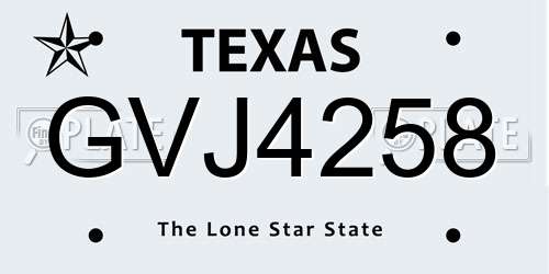 GVJ4258 Texas License Plate