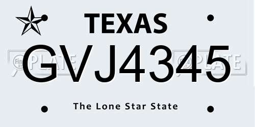 GVJ4345 Texas License Plate