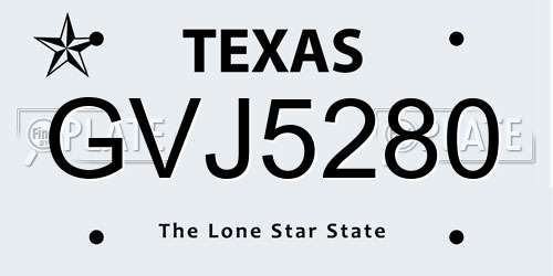 GVJ5280 Texas License Plate