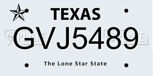 GVJ5489 Texas License Plate