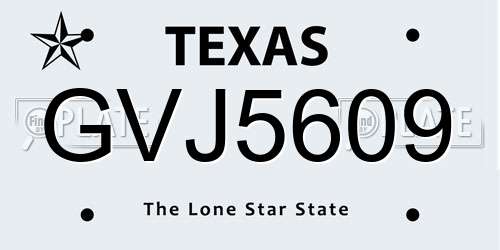 GVJ5609 Texas License Plate