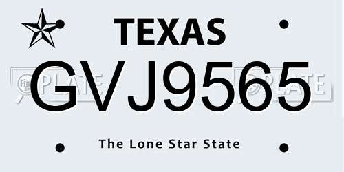 GVJ9565 Texas License Plate
