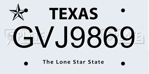 GVJ9869 Texas License Plate