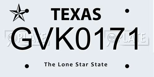 GVK0171 Texas License Plate