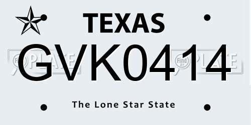 GVK0414 Texas License Plate