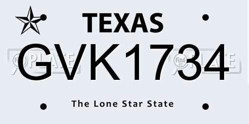 GVK1734 Texas License Plate