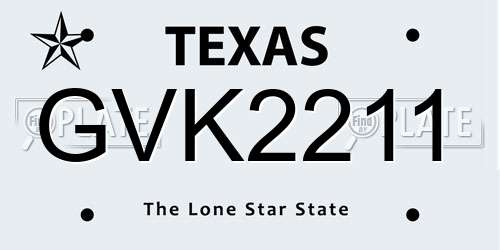 GVK2211 Texas License Plate