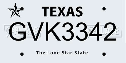 GVK3342 Texas License Plate