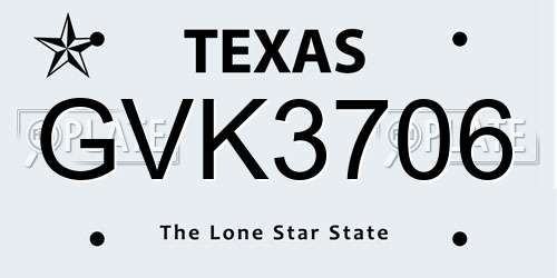 GVK3706 Texas License Plate
