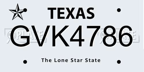 GVK4786 Texas License Plate
