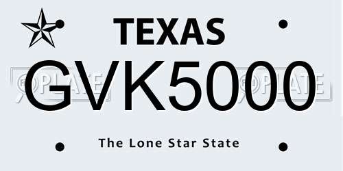 GVK5000 Texas License Plate