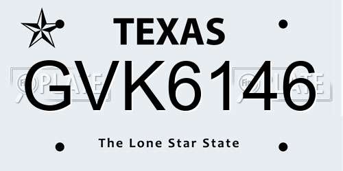GVK6146 Texas License Plate