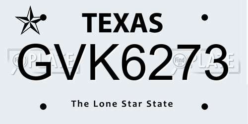 GVK6273 Texas License Plate