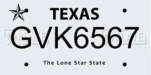 GVK6567 Texas License Plate