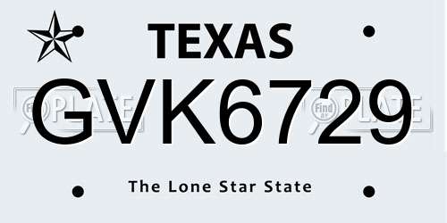 GVK6729 Texas License Plate