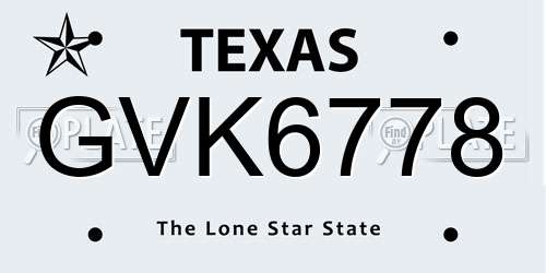 GVK6778 Texas License Plate
