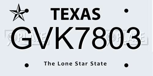 GVK7803 Texas License Plate
